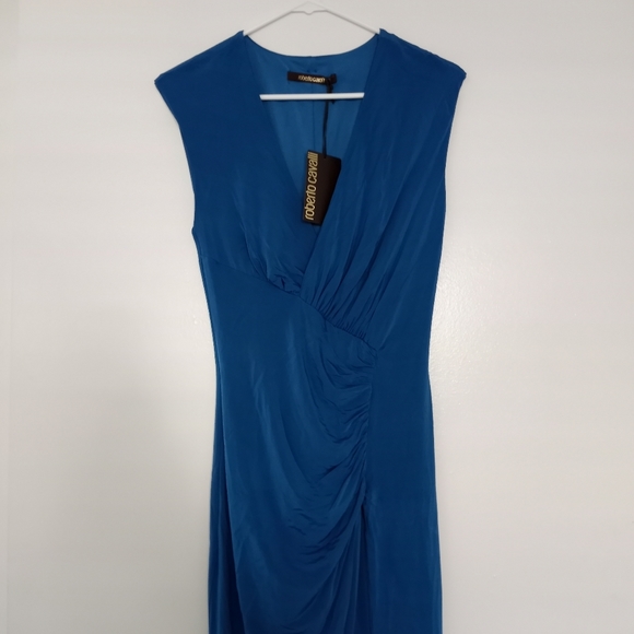 NWT Roberto Cavalli Blue Ruched Bodycon Dress - Picture 4 of 13